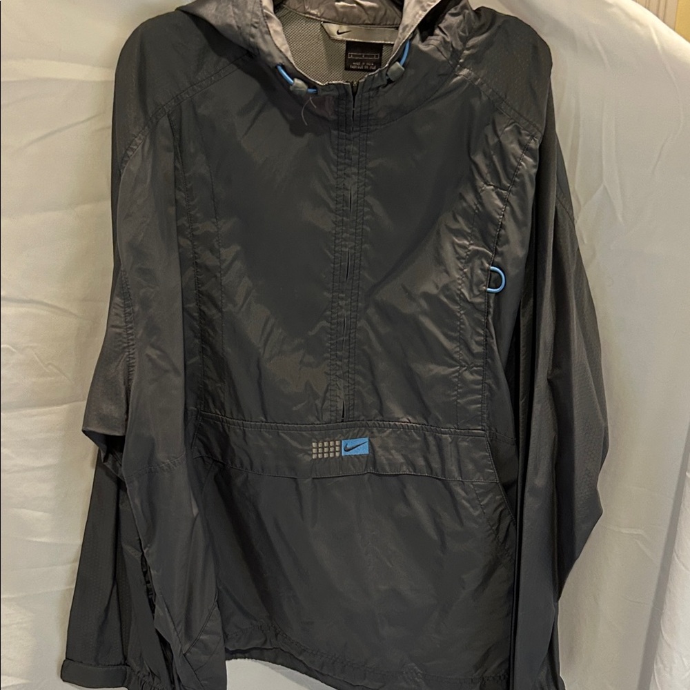 Nike Charcoal Hooded Jacket with Blue Details